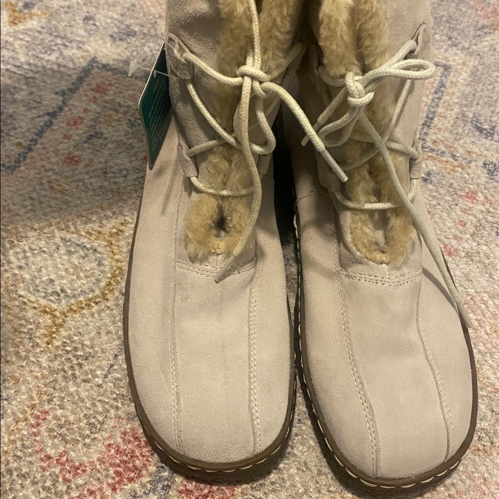 G.H. Bass & Co. Women’s Light Tan Fur-Lined Square Toe Winter Size 8.5 Boots NWT - Picture 9 of 11